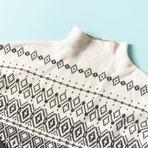 Joie Black White Fair Isle High Mock Neck Long Sleeve Pullover Sweater Sz Small - Picture 3 of 7